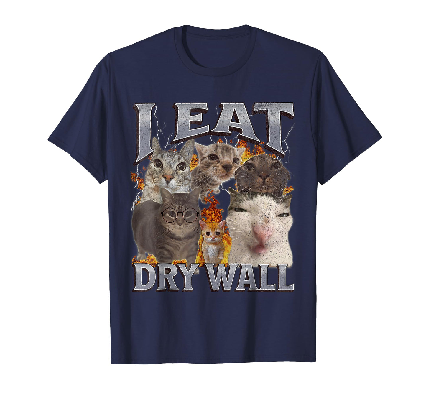 I Eat Drywall Funny Cat Meme Bootleg Graphic T-Shirt
