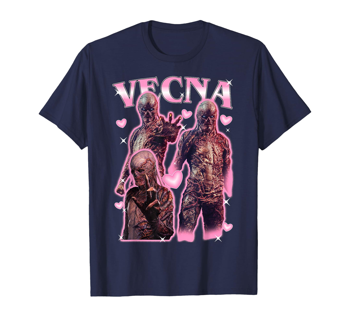 Stranger Things Vecna Monster Form Pink Hearts T-Shirt