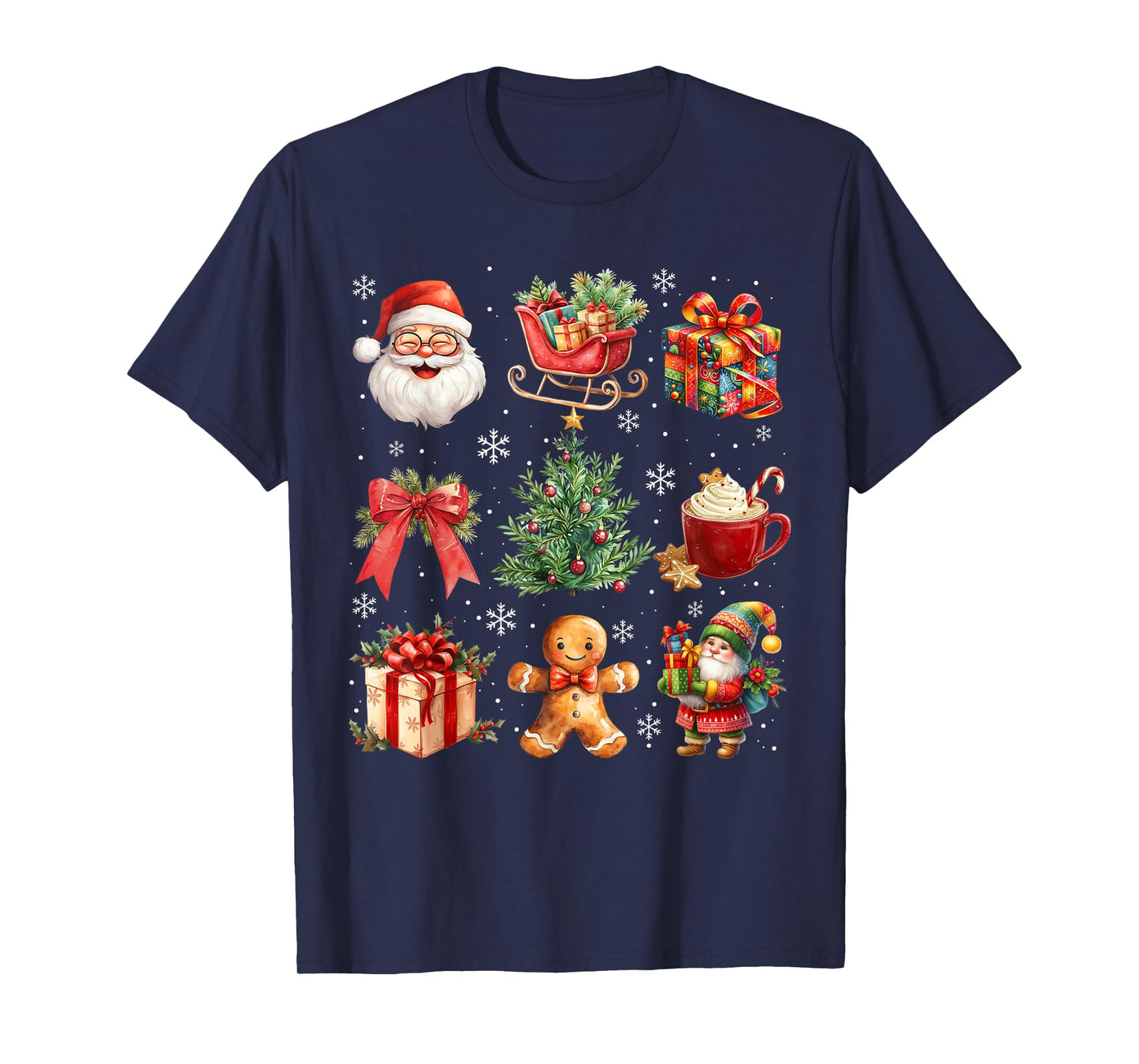 Christmas Tree Coquette Bow Santa Gingerbread Gnome Sleigh T-Shirt