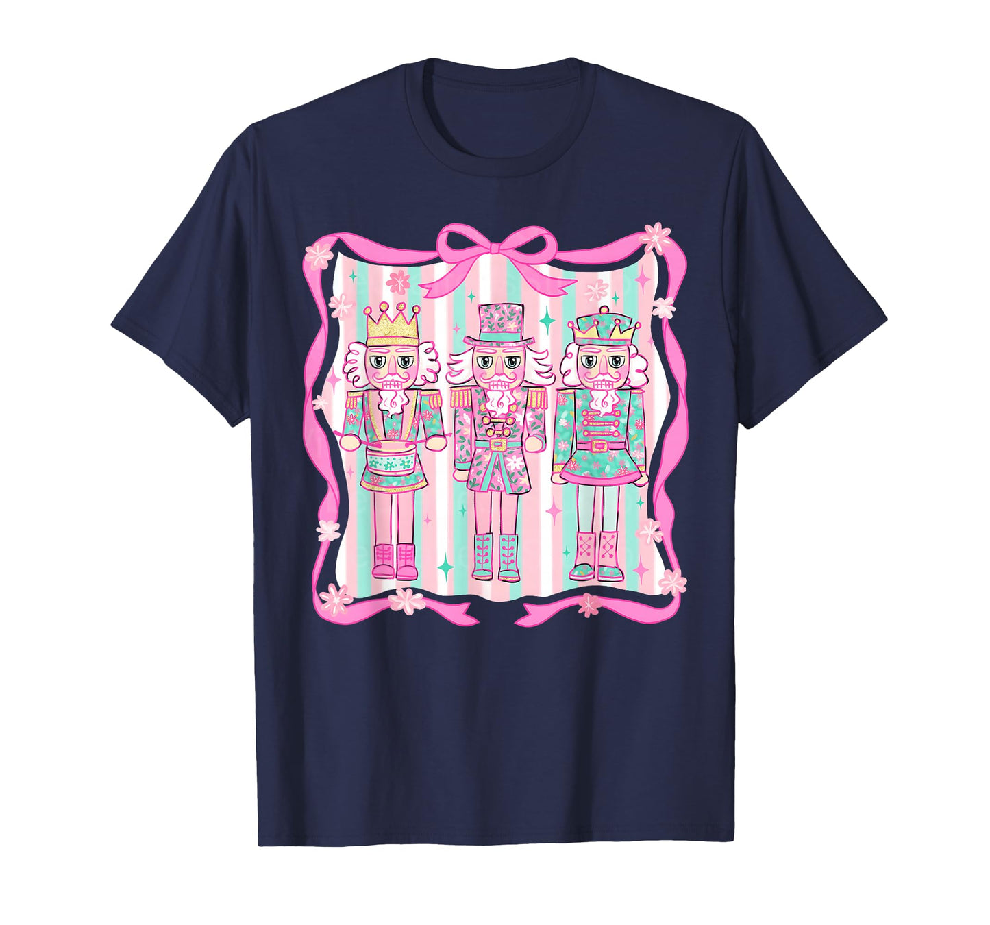Nutcracker Coquette Pink Bow Xmas Holiday Merry Christmas T-Shirt