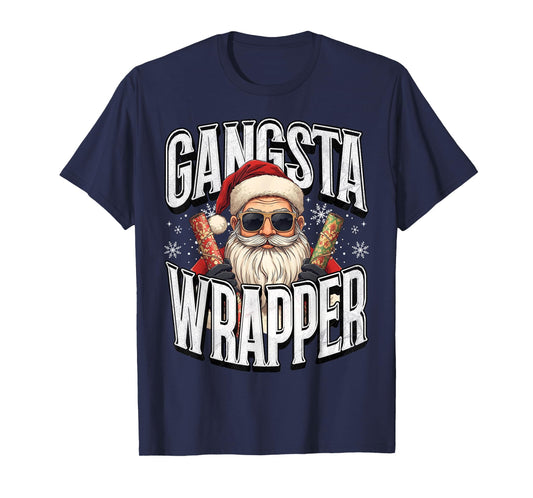 Santa Claus Gangsta Wrapper Funny Christmas Xmas T-Shirt
