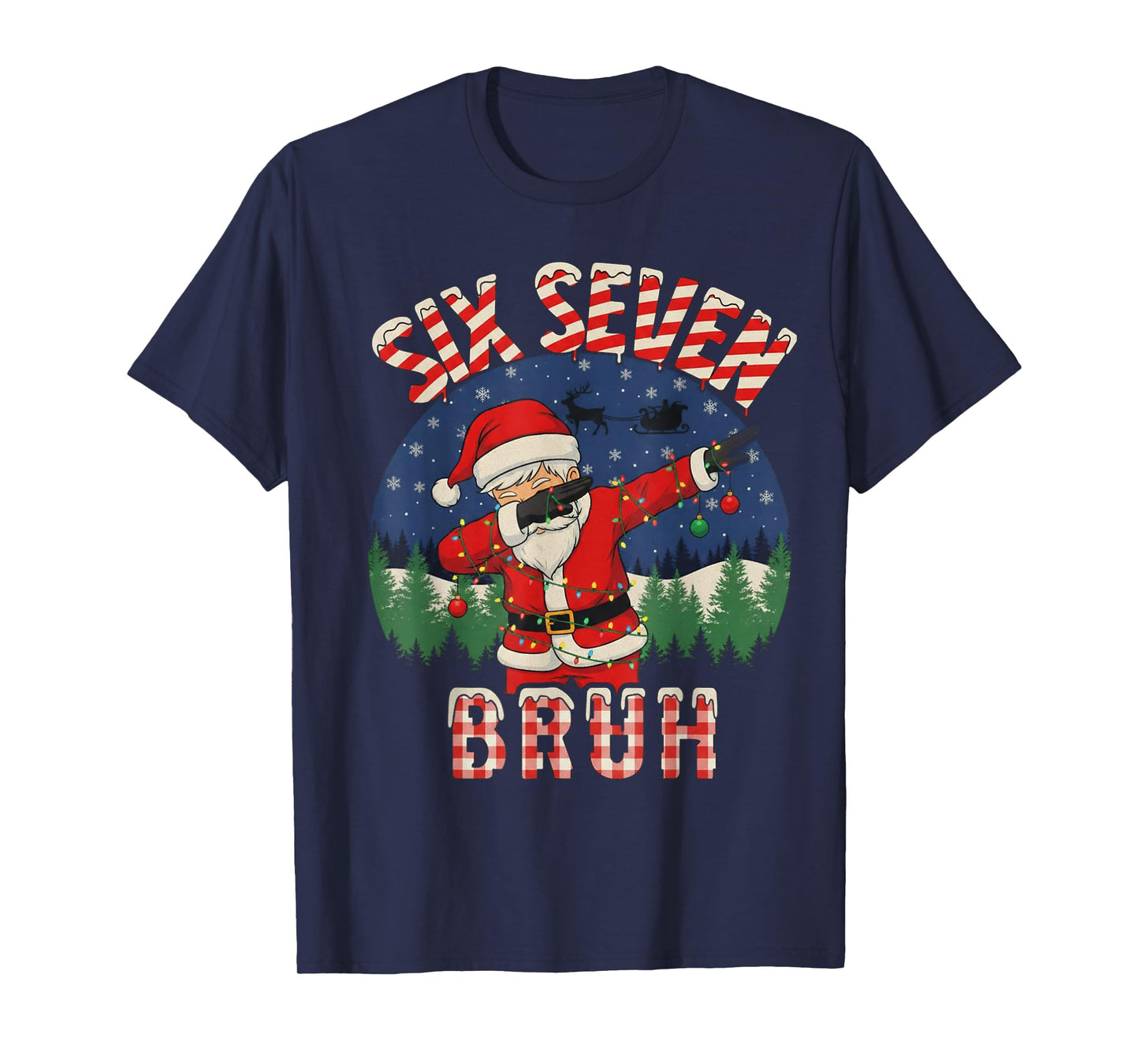 Funny Six Seven Bruh Dabbing 67 Christmas Holiday Women Kids T-Shirt