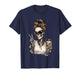 Skeleton Girl Drinking Coffee Peace Sign Graphic T-Shirt