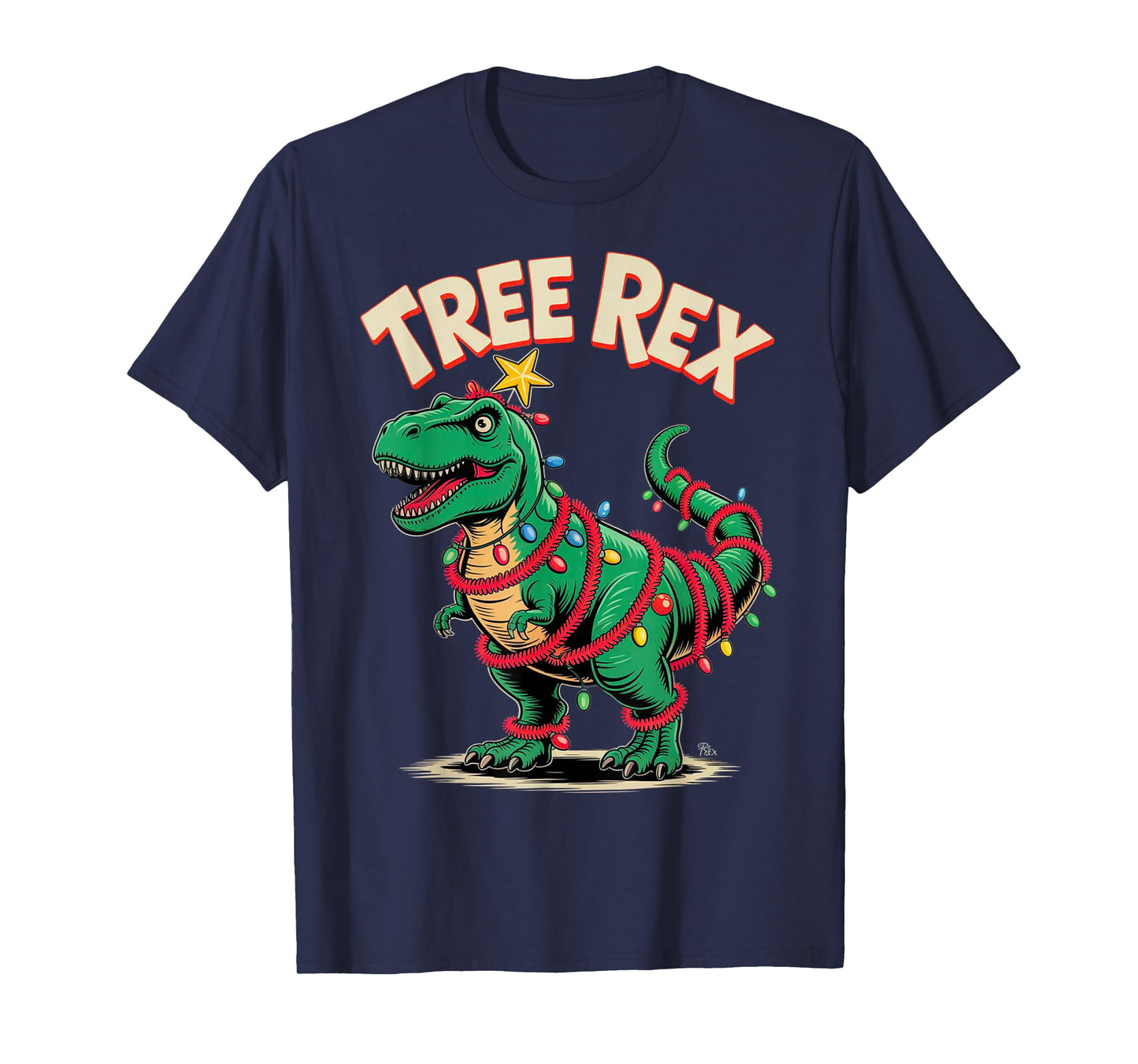 Tree REX Christmas Costume T-Rex Dinosaur Xmas Light Family T-Shirt