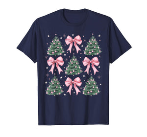 Coquette Bow Christmas Tree Xmas Holiday Girly Outfit Women T-Shirt