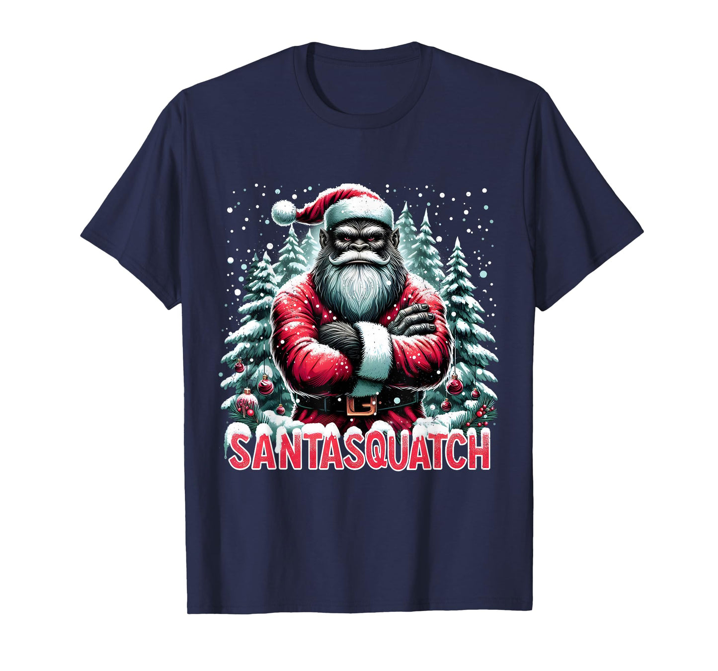 Santasquatch Funny Bigfoot Santa Christmas Art T-Shirt