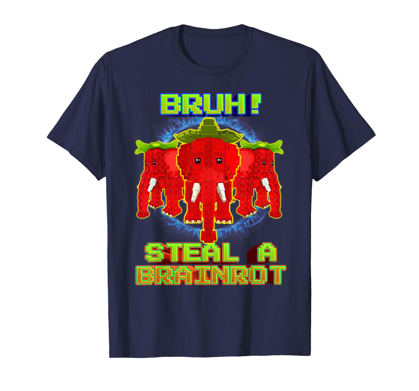 Bruh Funny Strawberry Elephant Brainrot for Boys Kids Teens T-Shirt