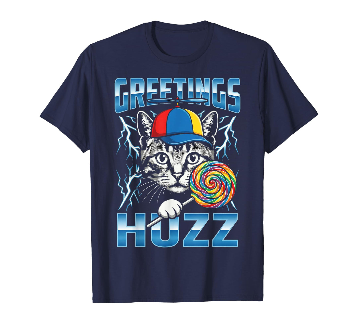 Greetings Huzz Meme Brainrot Cat Funny Gen Z Alpha Slang T-Shirt