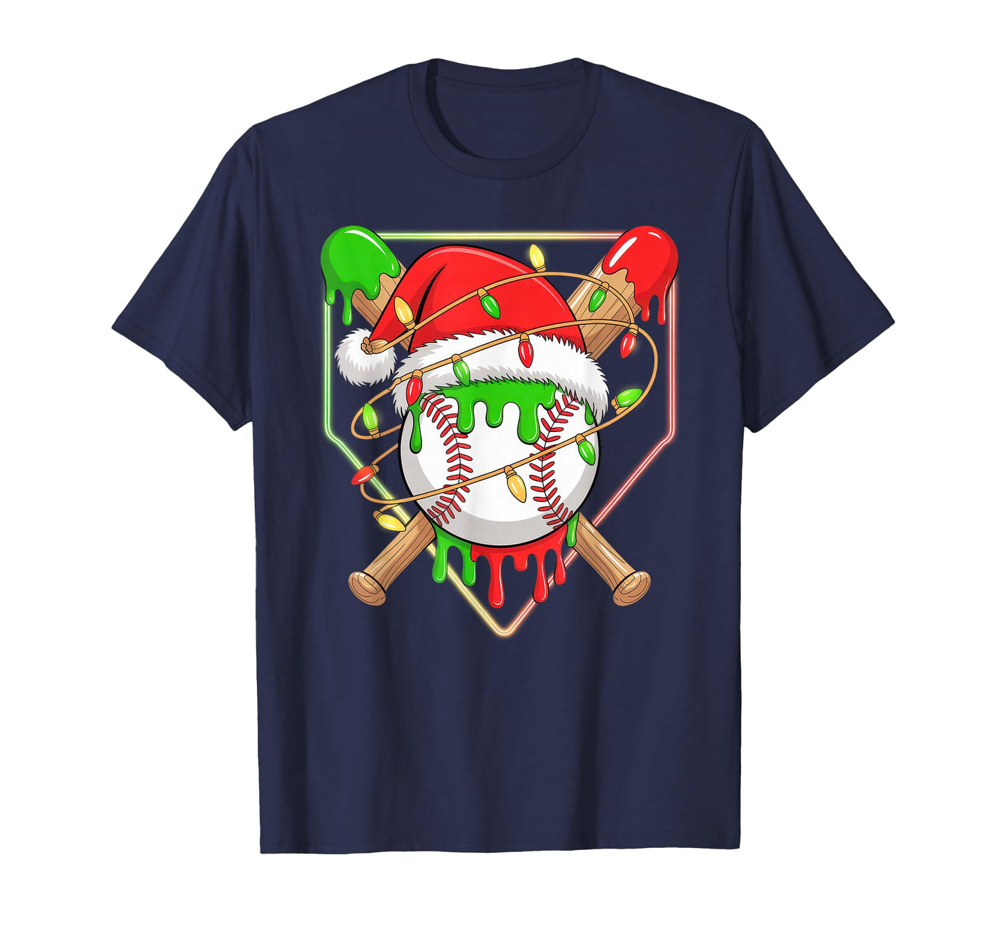 Baseball Christmas Tree Light Xmas Baseball Boys Kids T-Shirt