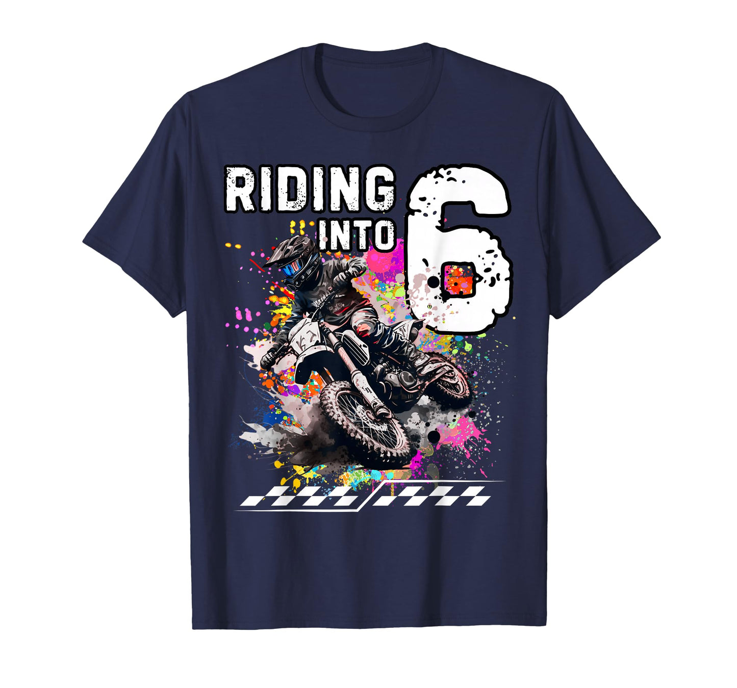 Motocross Birthday 6th Year Old Riding Into 6 MX Dirt Bike T-Shirt