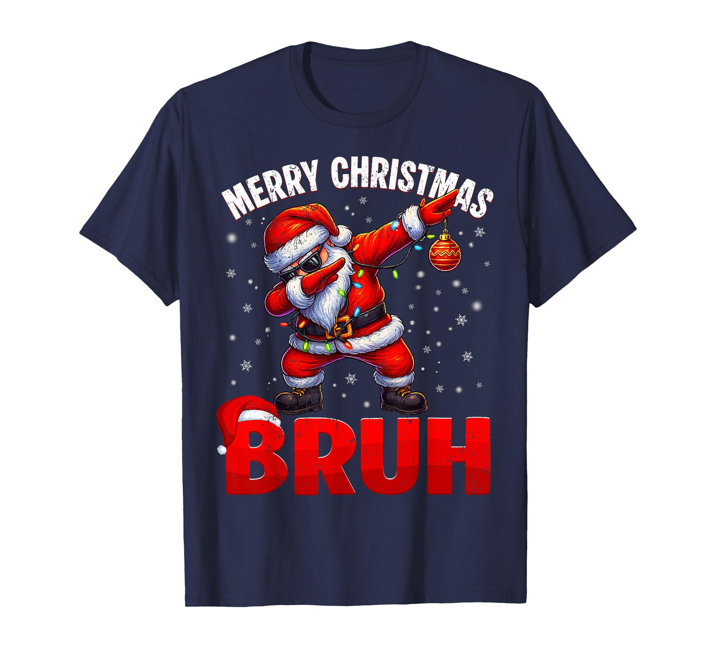 Merry Christmas Bruh Funny Santa Christmas PJs Men Boys Kids T-Shirt