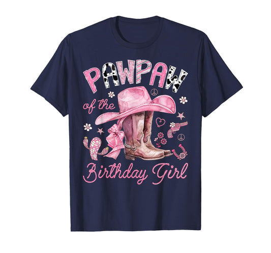 Pawpaw of The Birthday Girl Pink Cowgirl Western Rodeo T-Shirt
