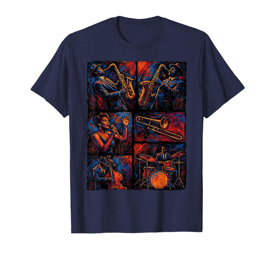 Artistic Jazz Band Musicians Vintage Jazz Music Lover T-Shirt
