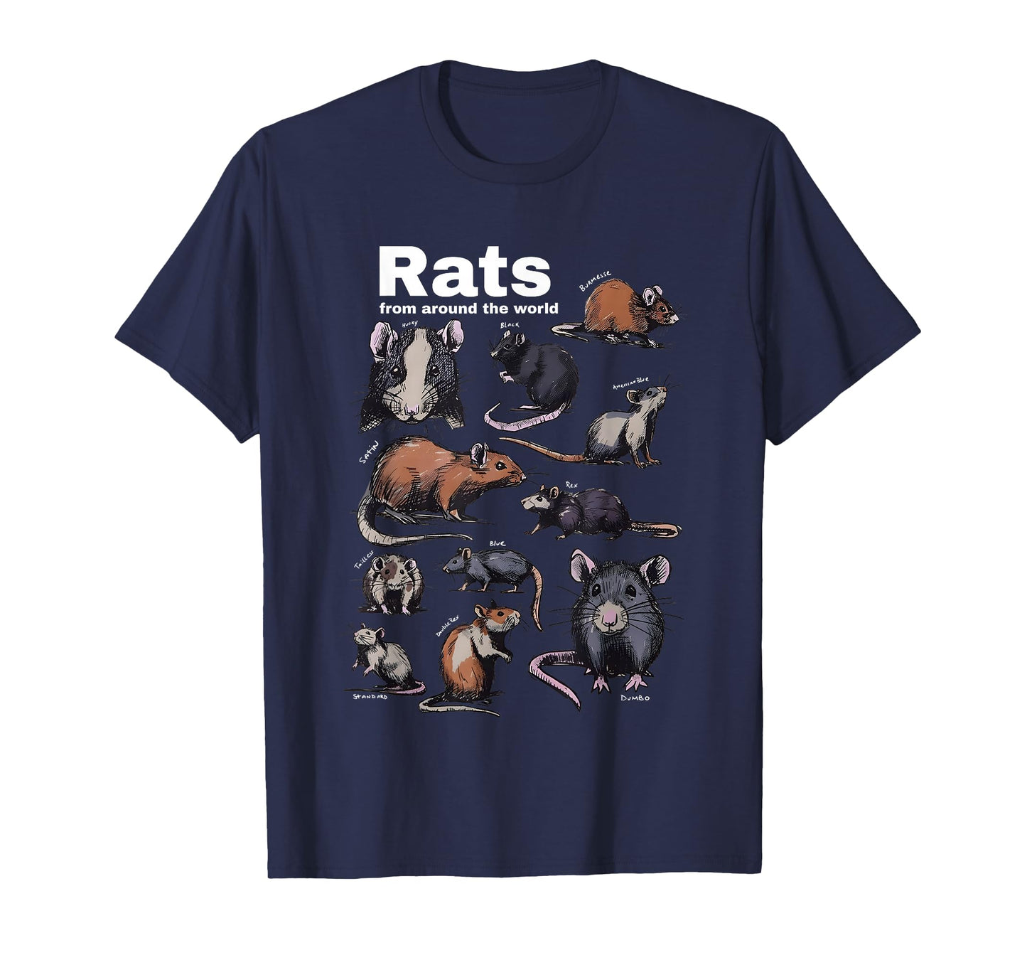 Rats from Around The World Vintage Rodent Chart T-Shirt
