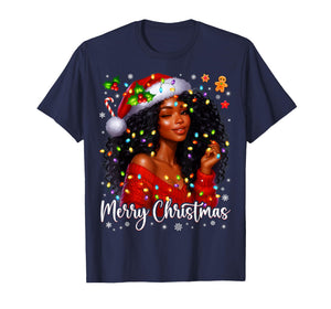 Merry Christmas African American Melanin Pjs Xmas Women T-Shirt