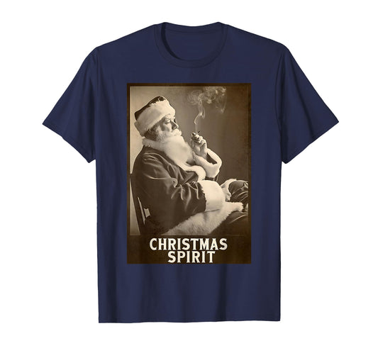 Vintage Funny Smoking Santa Claus Christmas Spirit Holiday T-Shirt