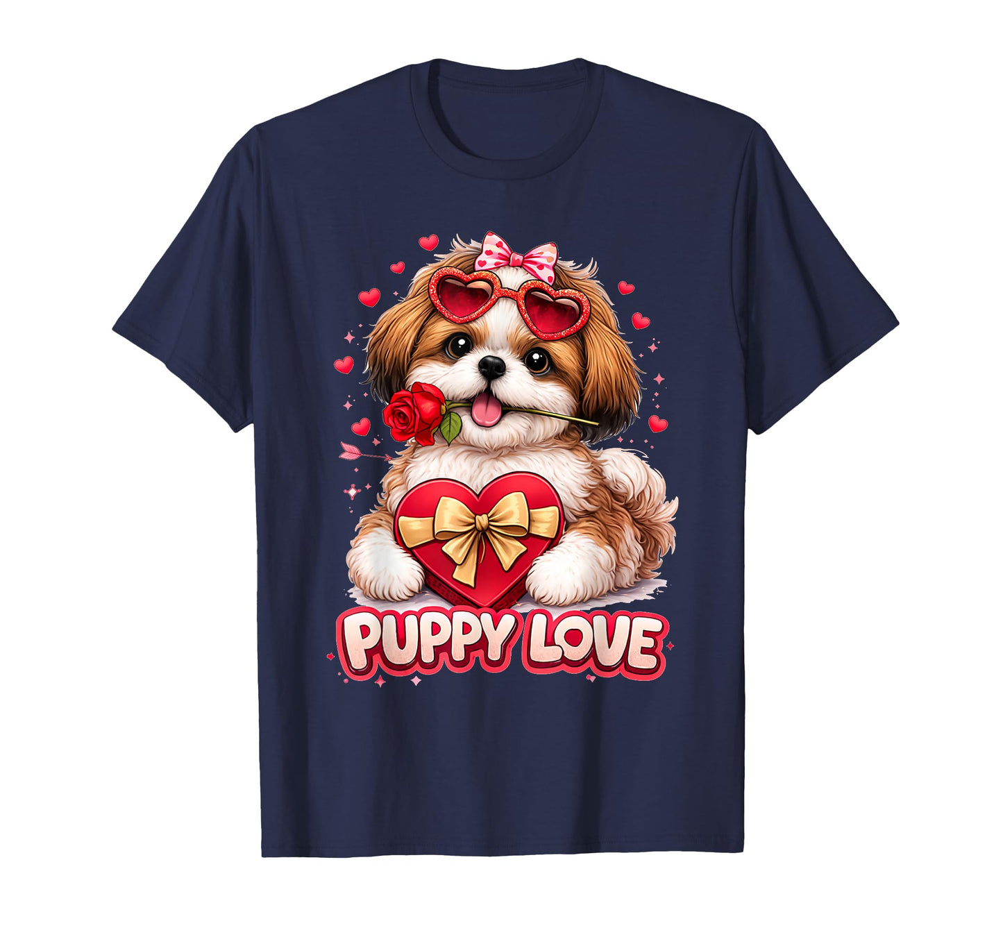 Valentine Shih Tzu Dog Cute Puppy Romance T-Shirt