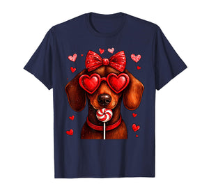 Cute Dachshund Valentine Heart Candy Valentines Day Girl Kid T-Shirt