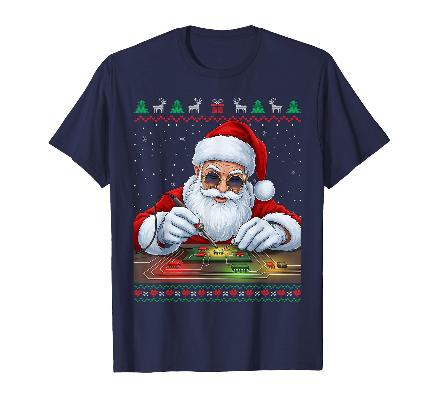 Santa Claus Soldering Circuit Board Christmas T-Shirt