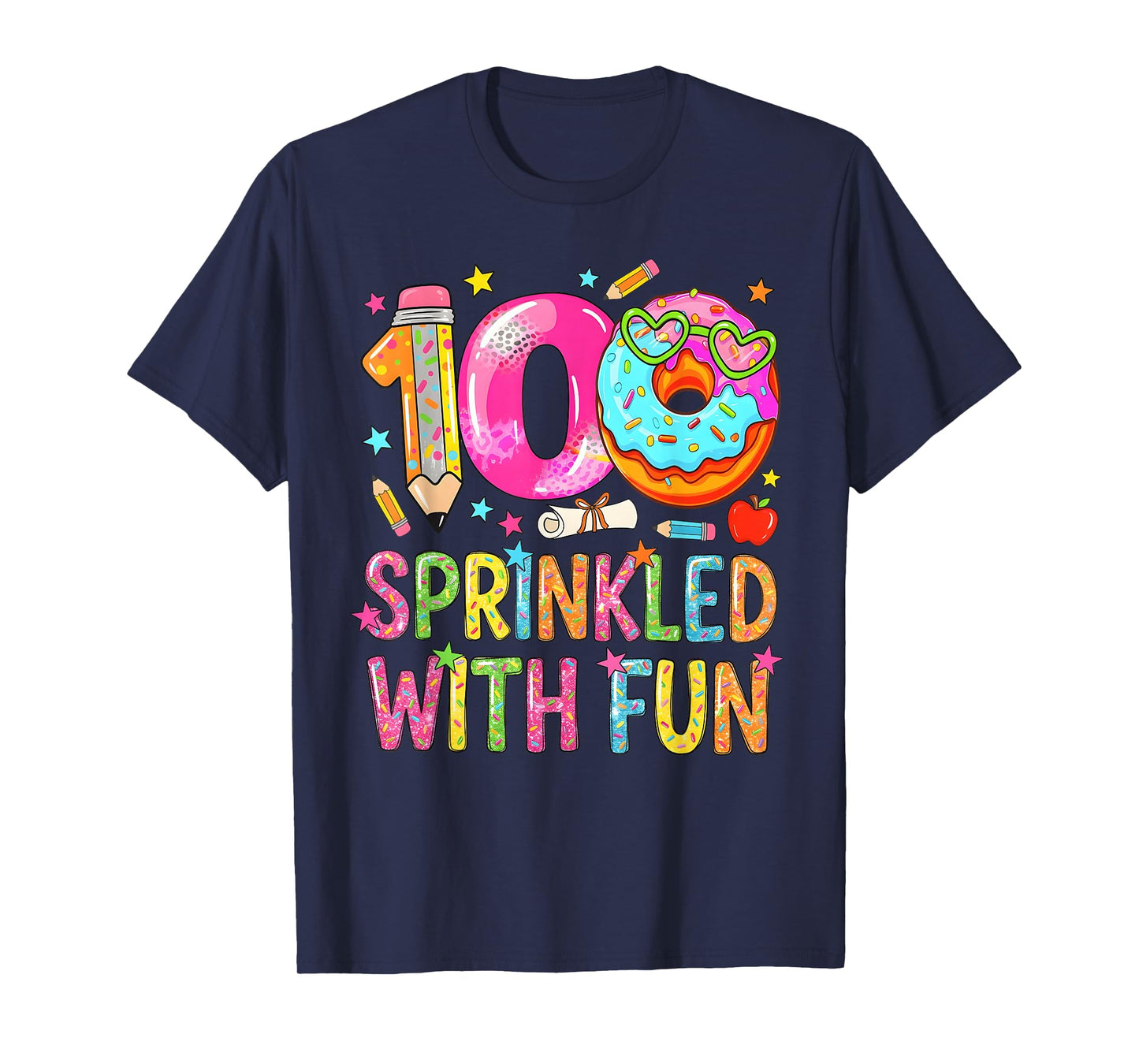 100 Days Sprinkled with Fun Donut 100th Day of School Girls T-Shirt