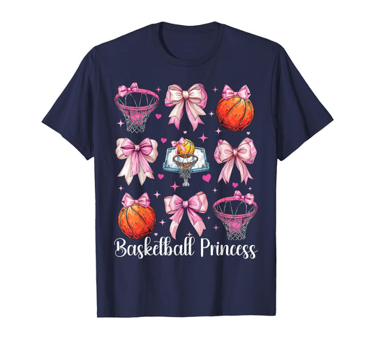 Basketball Princess Basketball Girl Pink Coquette Bow T-Shirt