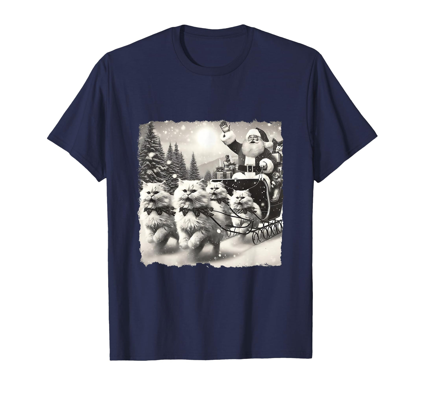 Funny Xmas Men Women Santa Cats for Everybody Christmas Cat T-Shirt