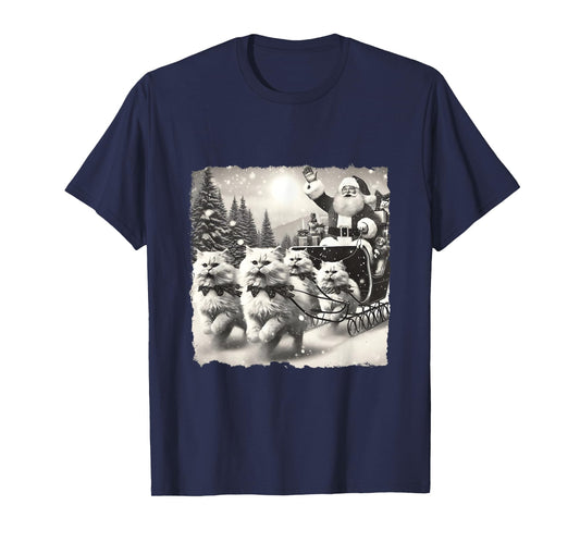 Funny Xmas Men Women Santa Cats for Everybody Christmas Cat T-Shirt