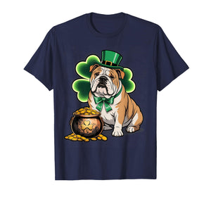 Cute English Bulldog Shamrock Women Men St Patricks Day T-Shirt