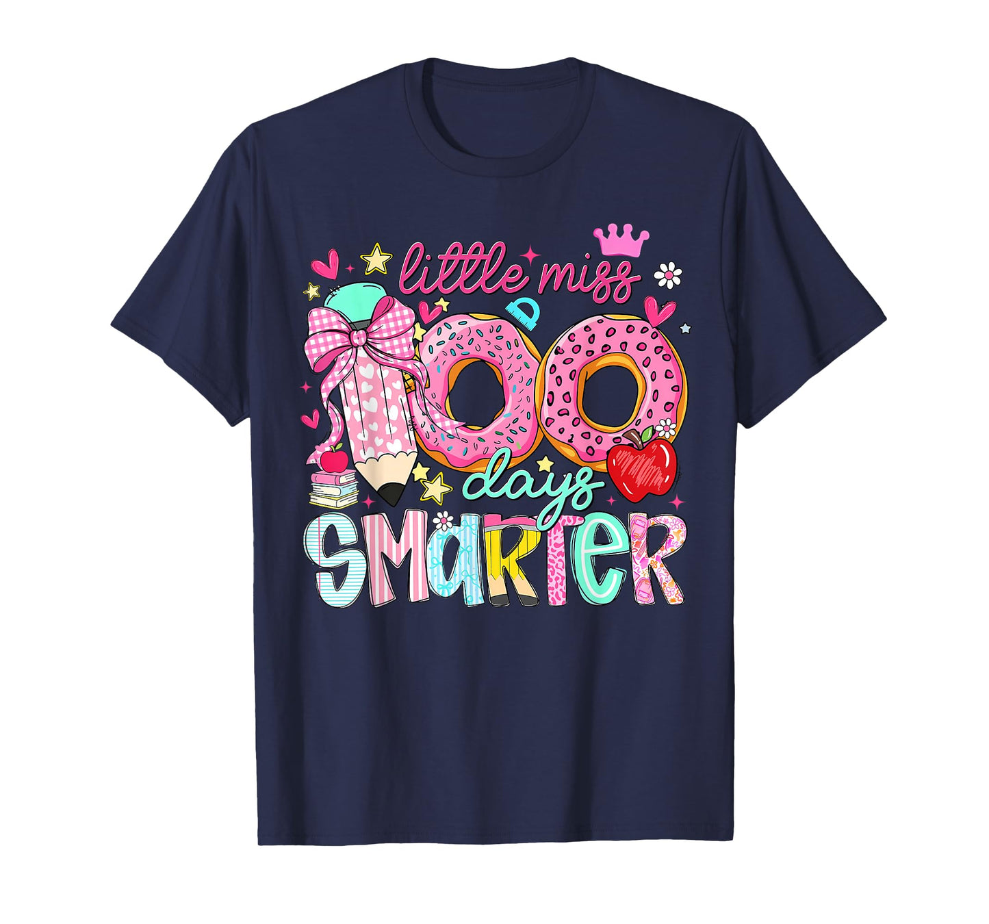 Little Miss 100 Days Smarter Kids Girls 100th Day of School T-Shirt