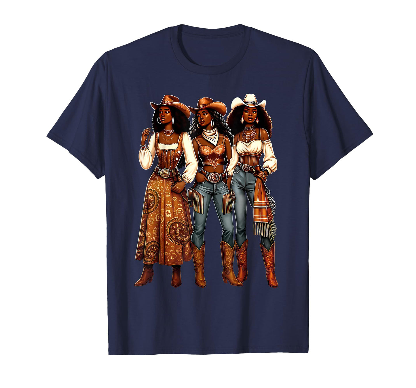 Cowgirl Western Afro Black Women African Black History Month T-Shirt