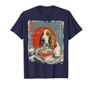バセット・ハウンド Basset Hound Dog Vintage Ramen Japanese Noodles T-Shirt