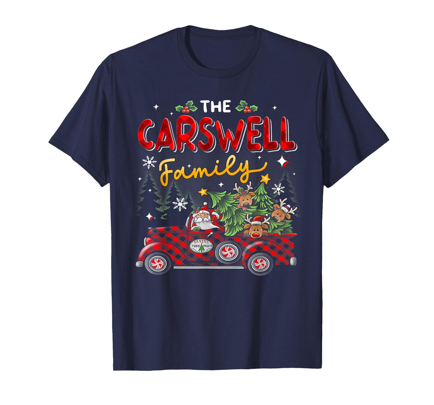 The Carswell Family Christmas Matching Pajamas Group Gift T-Shirt