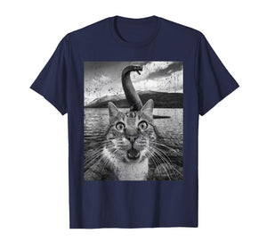 Funny Cat Selfie Loch Ness Monster Nessie Cat Lover T-Shirt