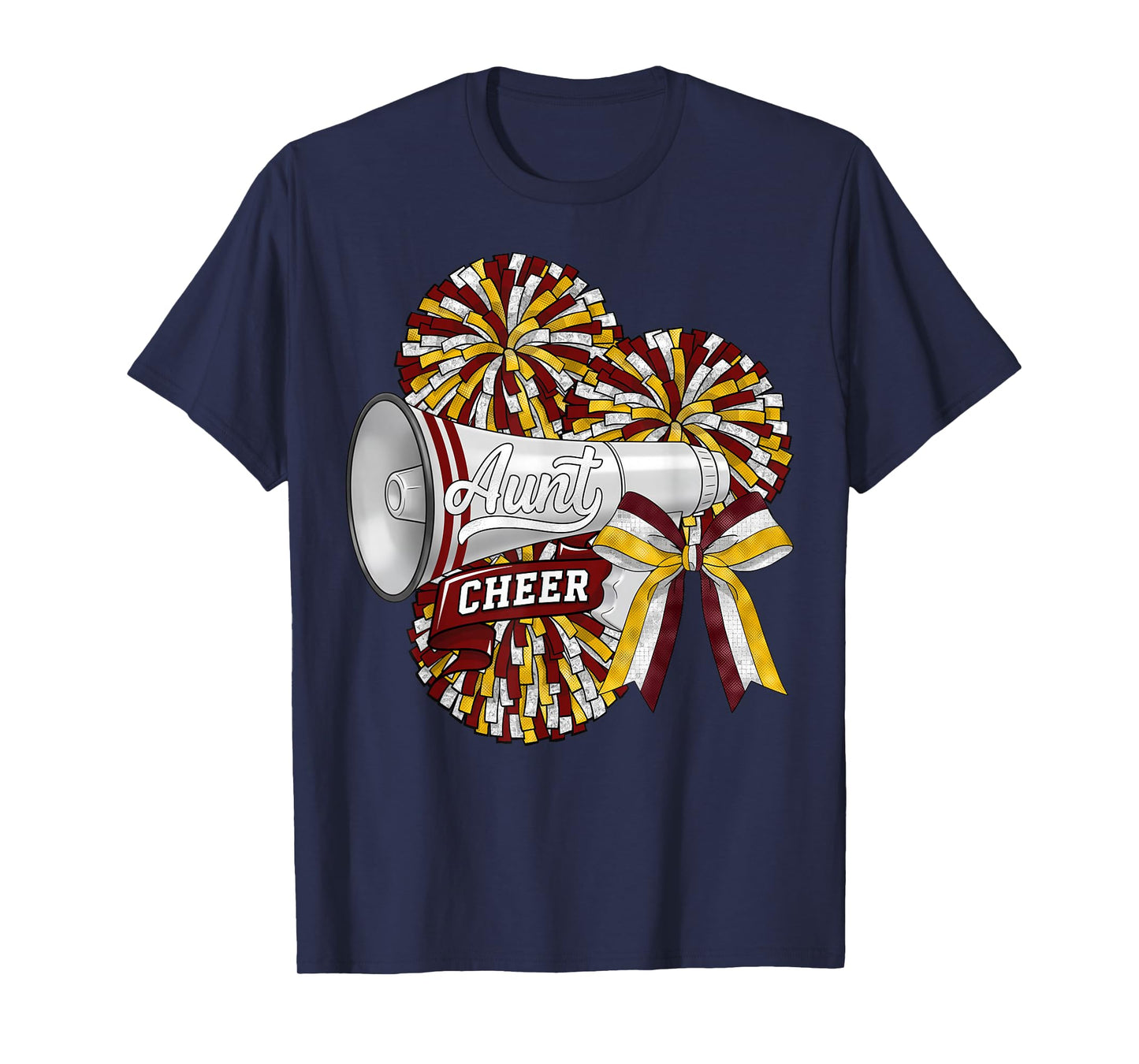 Cheer Aunt Auntie Bow Sport Cheerleader Cheerleading Maroon T-Shirt