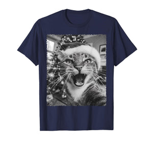 Funny Christmas Cat Selfie T-Shirt