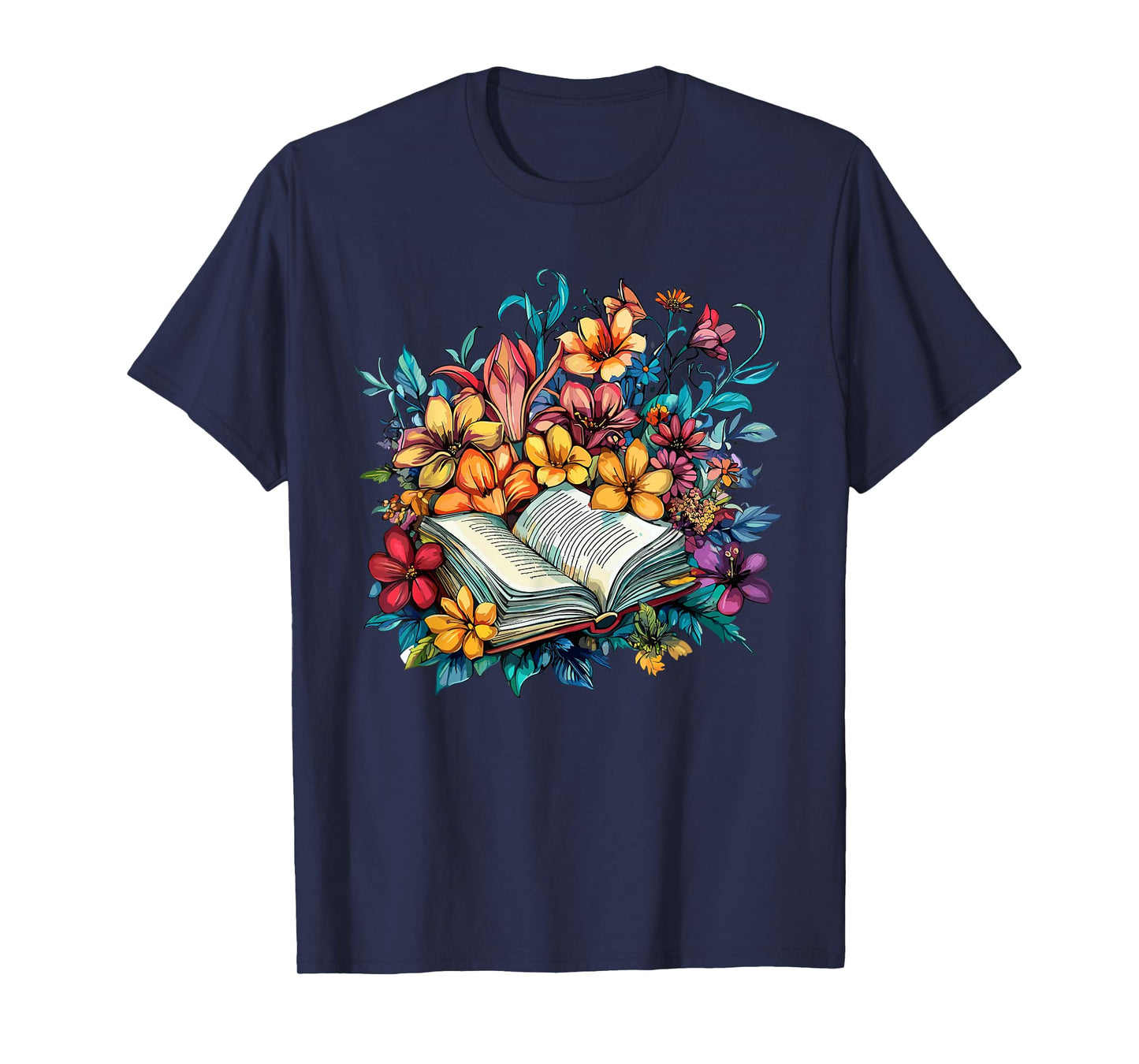 Open Book with Colorful Floral Reading Magic T-Shirt
