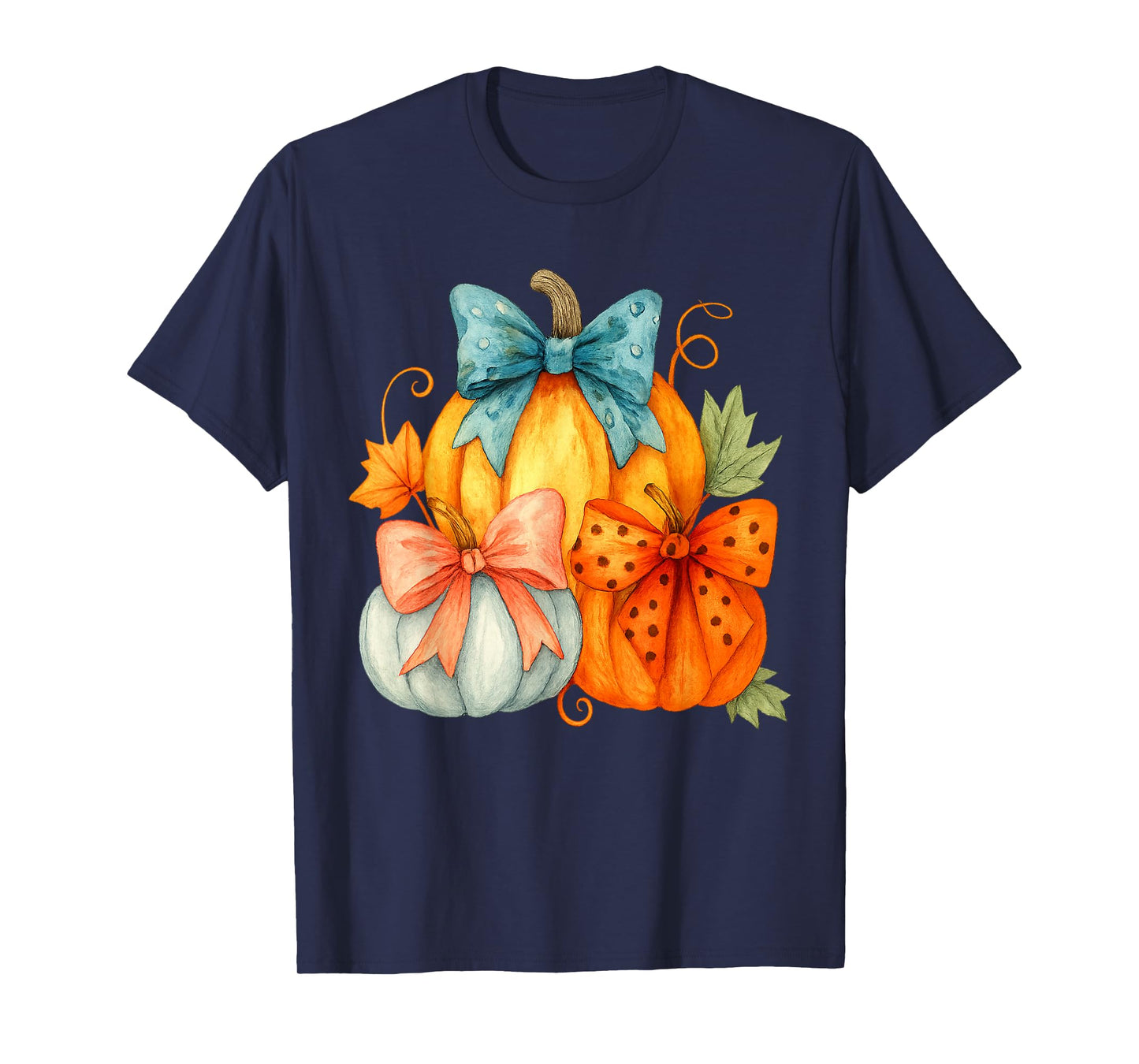 Coquette Bow Pumpkin Autumn Fall Season Thanksgiving T-Shirt