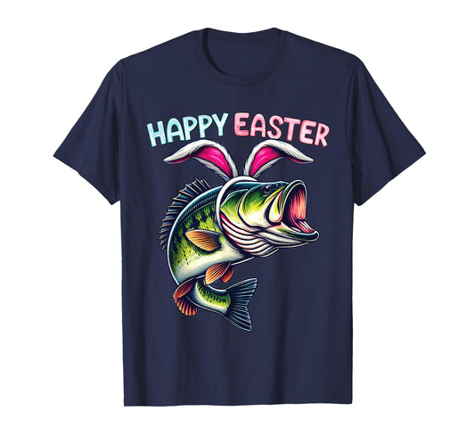 Fisherman Bunny Ears Funny Fish Easter Holiday Eggs Fishing T-Shirt