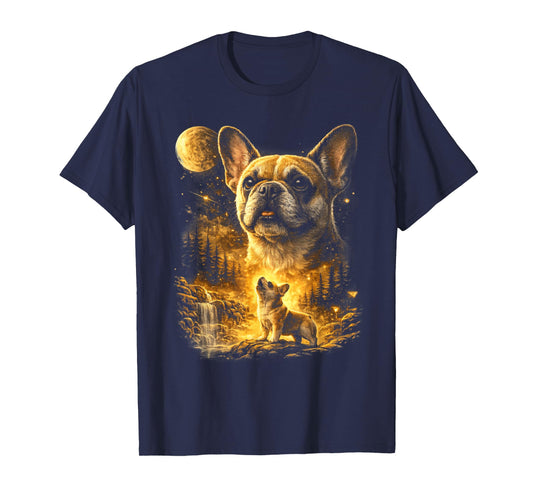 French Bulldog Howling to The Moon Vintage Mystical Dog Art T-Shirt