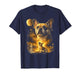 French Bulldog Howling to The Moon Vintage Mystical Dog Art T-Shirt