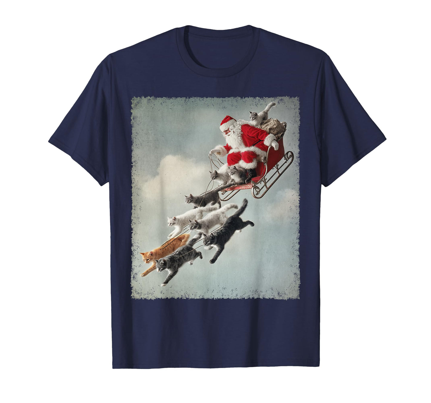 Cats Pulling Santa's Sleigh Christmas T-Shirt