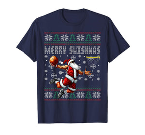 Merry Swishmas Basketball Ugly Christmas Xmas Men Boys Kids T-Shirt