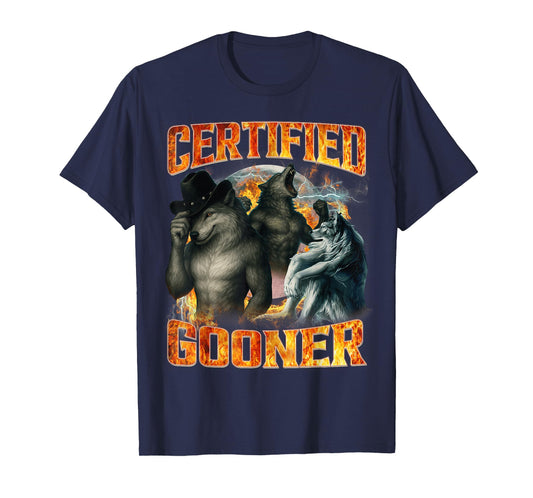 Wolf Certified Gooner Funny Bootleg Meme Dad Papa Men Gifts T-Shirt