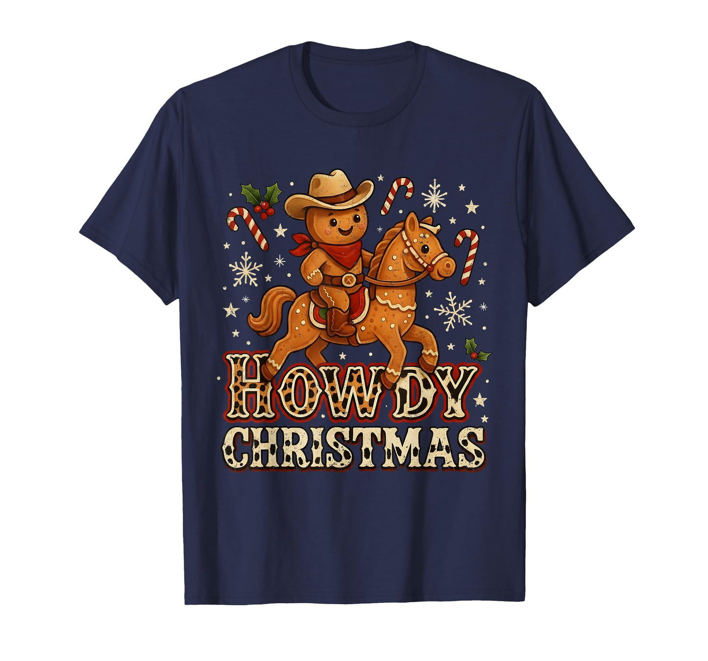 Howdy Christmas Cowboy Gingerbread Design T-Shirt