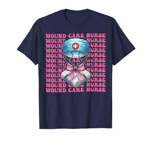 Wound Care Nurse Nursing WOCN Girl Mom Pink Coquette Bow T-Shirt
