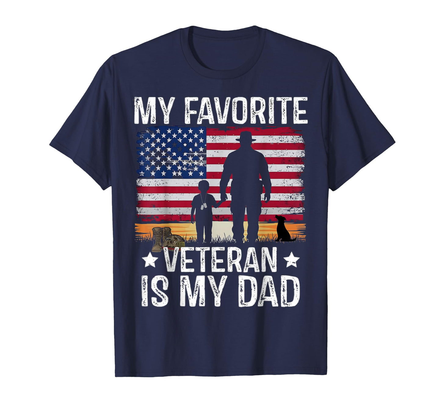 My Favorite Veteran is My Dad American Flag Military Family T-Shirt