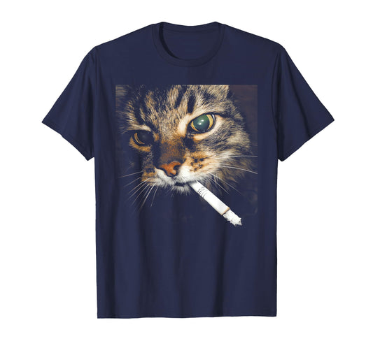 Funny Cat Smoking Christmas Xmas Humor Men Women Gifts T-Shirt