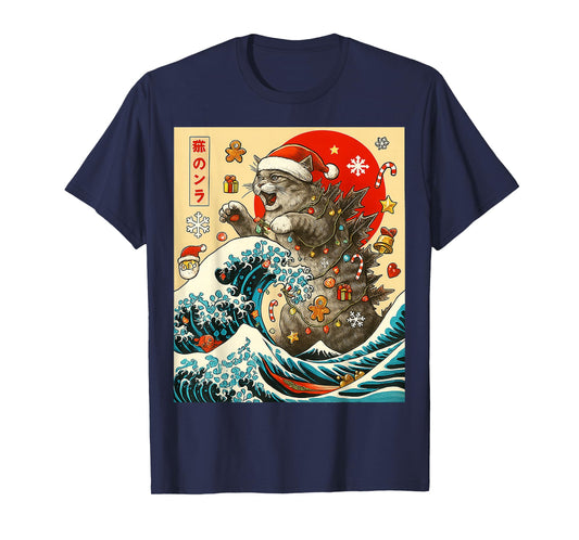 Catzilla Cat Japanese Art Funny Xmas Gifts for Men Women Kid T-Shirt