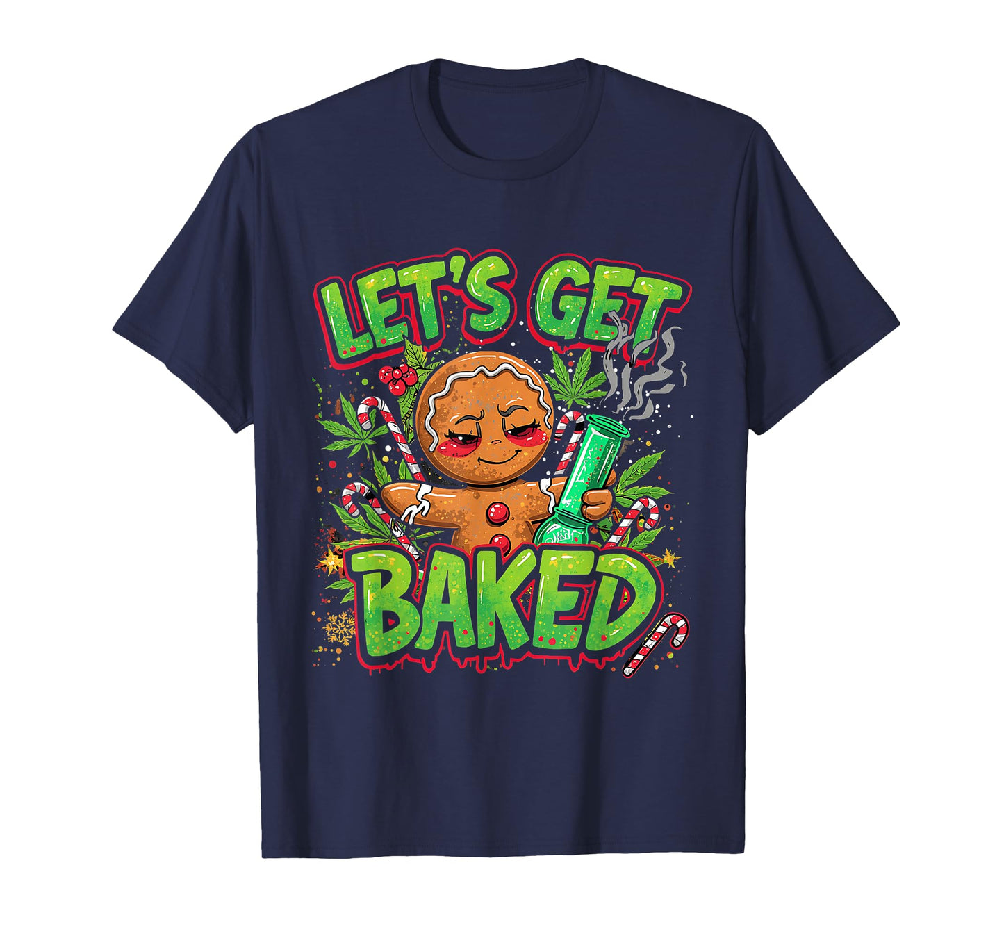 Let’s Get Baked Funny Gingerbread Christmas Design T-Shirt