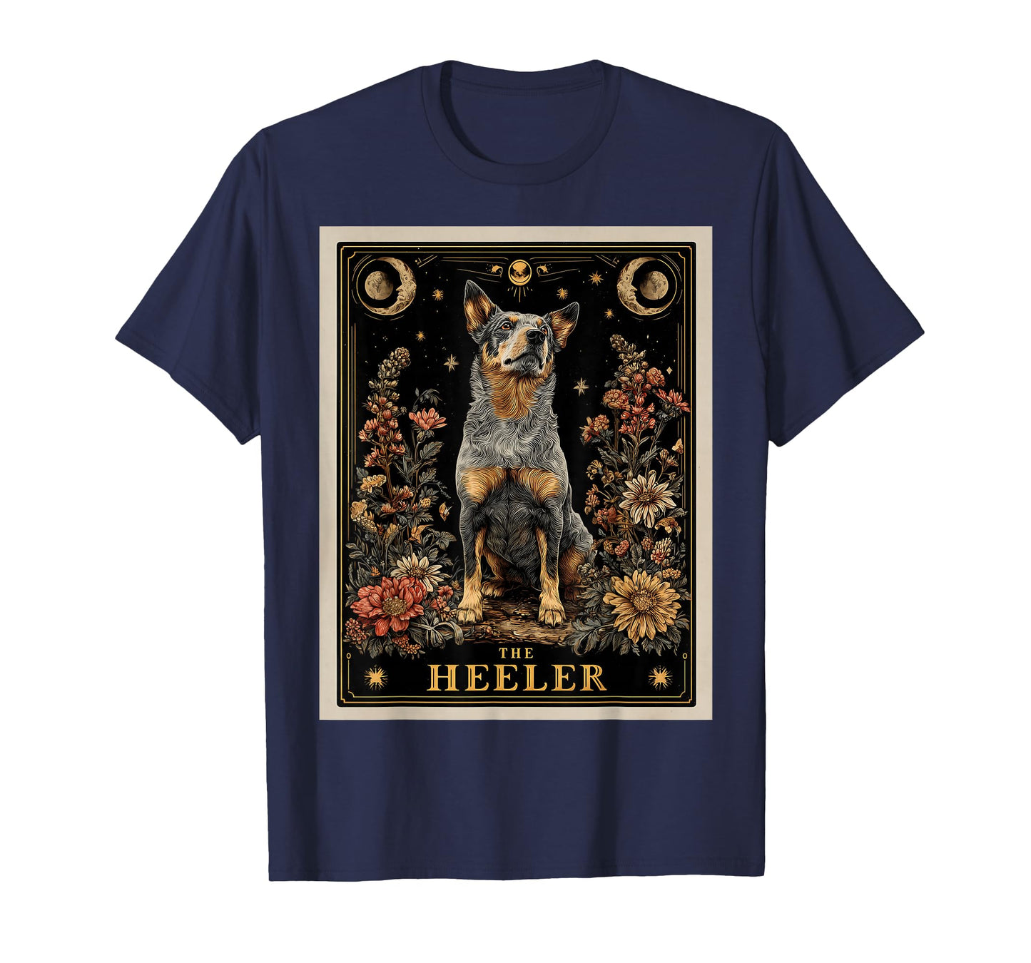 The Heeler Australian Cattle Dog Tarot Card Witchy Moon T-Shirt